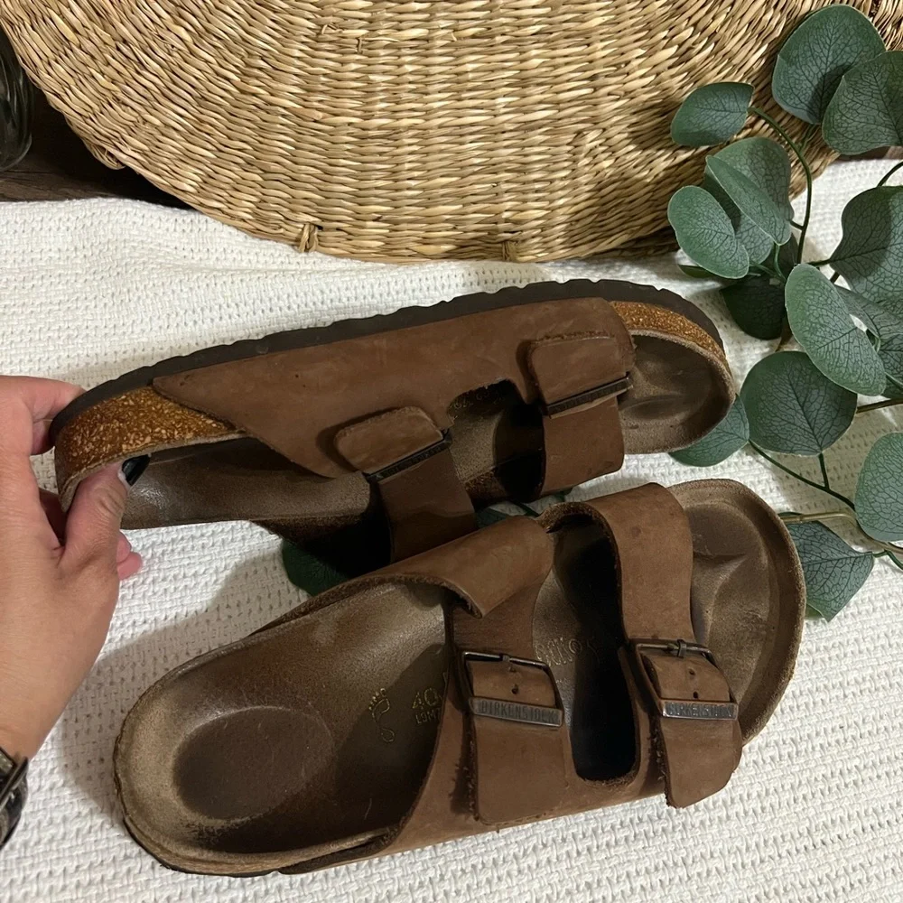 Birkenstock size 40 Brown Double Strap Sandals unisex - Picture 3 of 11
